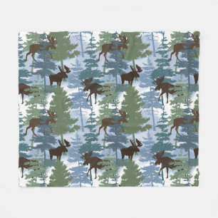 Winter Forest Moose Fleece Blanket