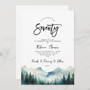 winter forest mountain 70th birthday invitation