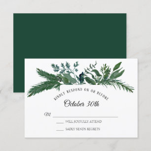Winter Forest Mountain Foliage Leaf RSVP Wedding Invitation