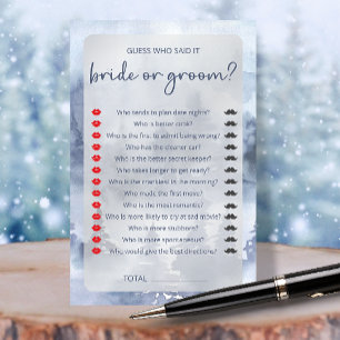 Winter Forest Navy Blue Bridal Shower Game