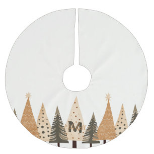 Winter Forest Neutral Monogram Brushed Polyester Tree Skirt