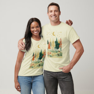 Winter Forest Night Men’s T-Shirt Peaceful Moon