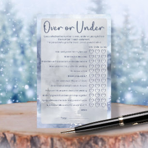 Winter Forest Over Under Bridal Shower Game