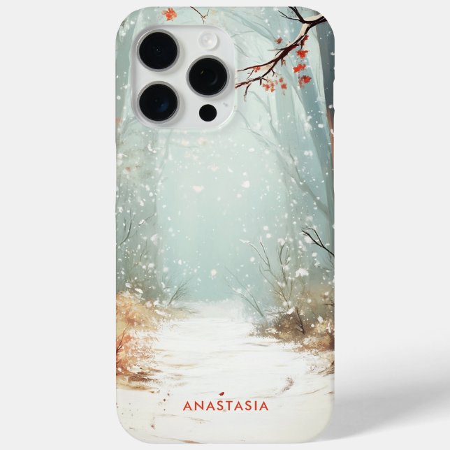 Winter Forest Painting Custom Name Case-Mate iPhone Case (Back)