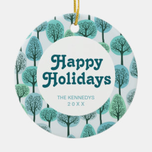 Winter Forest Pattern Ceramic Tree Decoration