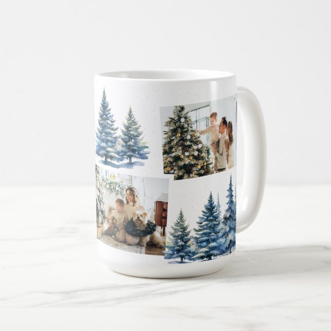 Winter Forest Photo Collage Christmas Coffee Mug (Front Right)