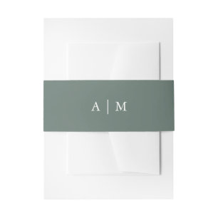 Winter Forest Pine Green Monogram Wedding Invitation Belly Band