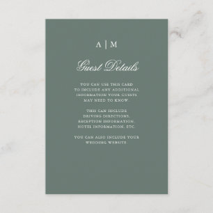 Winter Forest   Pine Green Wedding Guest Details Enclosure Card