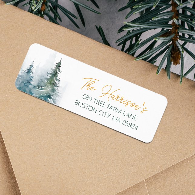Winter Forest Pine Trees Address (Winter Forest Pine Trees Address Label)