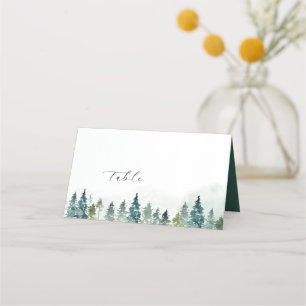 Winter Forest Pine Trees   Hand Writing Place Card