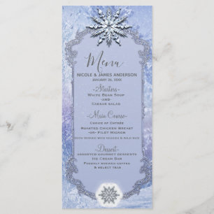 Winter Forest Pine Trees & Snowflakes Elegant Menu
