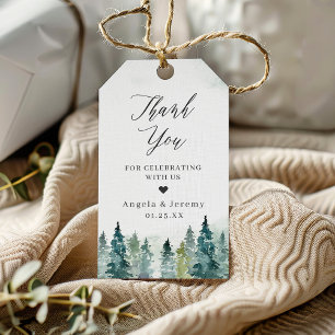 Winter Forest Pine Trees Wedding Favour Thank You Gift Tags