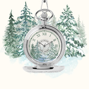 Winter Forest Pocket Watch –Custom Silver Keepsake