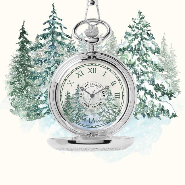 Winter Forest Pocket Watch –Custom Silver Keepsake (Creator Uploaded)