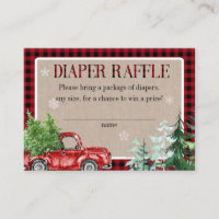 Winter Forest Red Truck Baby Shower Diaper Raffle