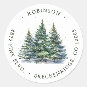Winter Forest Return Address Classic Round Sticker