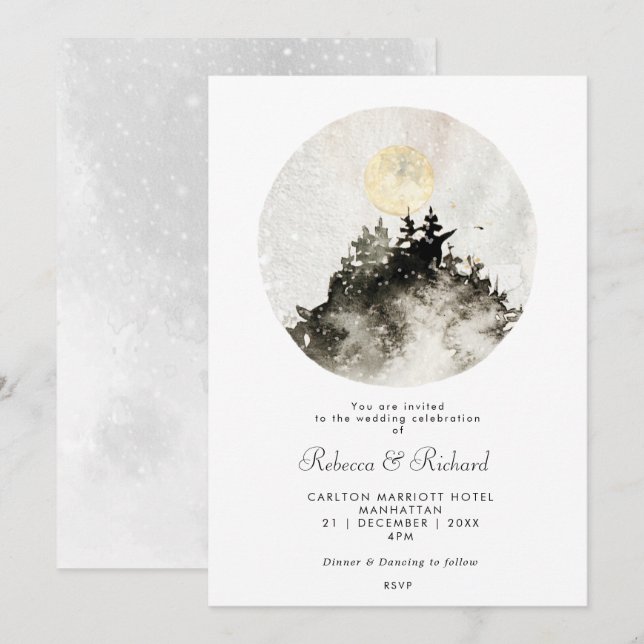 winter forest rustic wedding invitation (Front/Back)