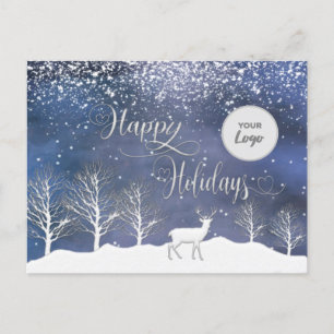 Winter forest scene  Happy Holidays custom logo  H Holiday Postcard