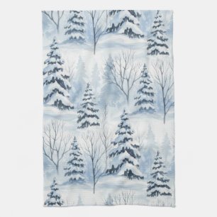 Winter Forest Serenity – Snow-Covered Woodland Tea Towel