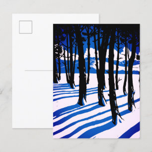 Winter Forest Shadows – Blue Minimal Nature Postcard