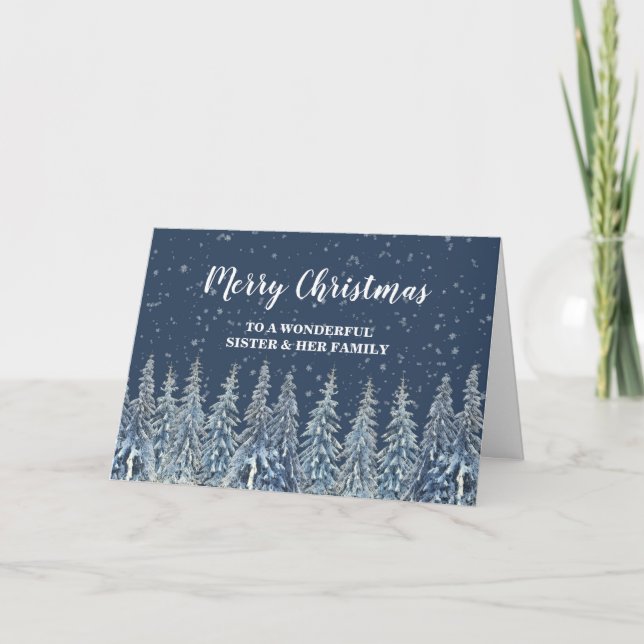 Winter Forest Sister & Family Merry Christmas Card (Front)