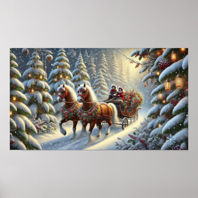 Winter Forest Sleigh Ride Poster (Front)