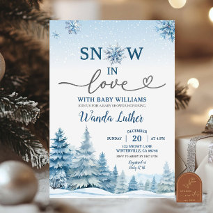 Winter Forest Snow In Love Baby Shower Invitation