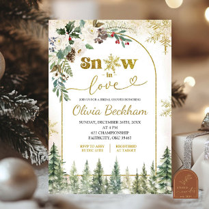 Winter Forest Snow In Love Bridal Shower Invitation
