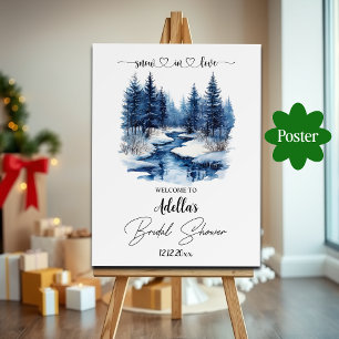 Winter Forest Snow in Love Bridal Shower Welcome Poster