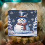 Winter Forest Snowman Christmas Baking<br><div class="desc">Share your holiday baking with friends and family with this Winter Forest Snowman Christmas Holiday Baking Labels. Label design features a cute snowman in a charming top hat and scarf standing in a winter forest scene with falling snow with a space you can personalise with your own holiday greeting and...</div>