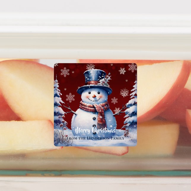 Winter Forest Snowman Christmas Baking | Red (Affixed)