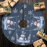 Winter Forest Snowman Christmas Brushed Polyester Tree Skirt<br><div class="desc">Add an elegant touch to your Christmas tree this holiday season with a Winter Forest Snowman Christmas Holiday Tree Skirt. Tree skirt design features a cute snowman in a charming top hat and scarf standing in a winter forest scene with falling snow. Additional gift and holiday items available with this...</div>