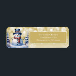 Winter Forest Snowman Christmas | Gold Address<br><div class="desc">Add a whimsical touch to your outgoing Christmas Cards this holiday season with Gold Winter Forest Snowman Christmas Holiday Return Address Labels. Address label design features a cute snowman in a charming top hat and scarf standing in a winter forest scene with falling snow. Additional gift and holiday items available...</div>
