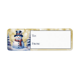 Winter Forest Snowman Christmas Gold Gift
