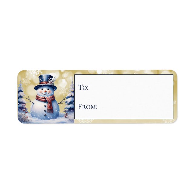 Winter Forest Snowman Christmas Gold Gift (Front)