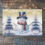 Winter Forest Snowman Christmas | Gold Laminated Place Mat<br><div class="desc">Add a charming and whimsical touch to your dining area this holiday season with a Gold Winter Forest Snowman Christmas Holiday Laminated Placemat. Placemat design features a cute snowman in a charming top hat and scarf standing in a winter forest scene with falling snow. Additional gift and holiday items available...</div>