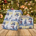 Winter Forest Snowman Christmas | Gold Wrapping Paper<br><div class="desc">Wrap your Christmas gifts this holiday season with this Gold Winter Forest Snowman Gift Wrapping Paper.  Wrapping paper design features a cute snowman in a top hat and scarf standing in a winter forest scene with falling snow. Additional gift and holiday items available with this design as well.</div>