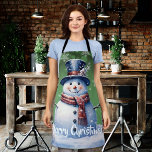 Winter Forest Snowman Christmas | Green Apron<br><div class="desc">Stay festive in the kitchen this holiday season with a Green Winter Forest Snowman Christmas Holiday All-Over Print Apron. Apron design features a cute snowman in a charming top hat and scarf standing in a winter forest scene with falling snow. Additional gift and holiday items available with this design as...</div>