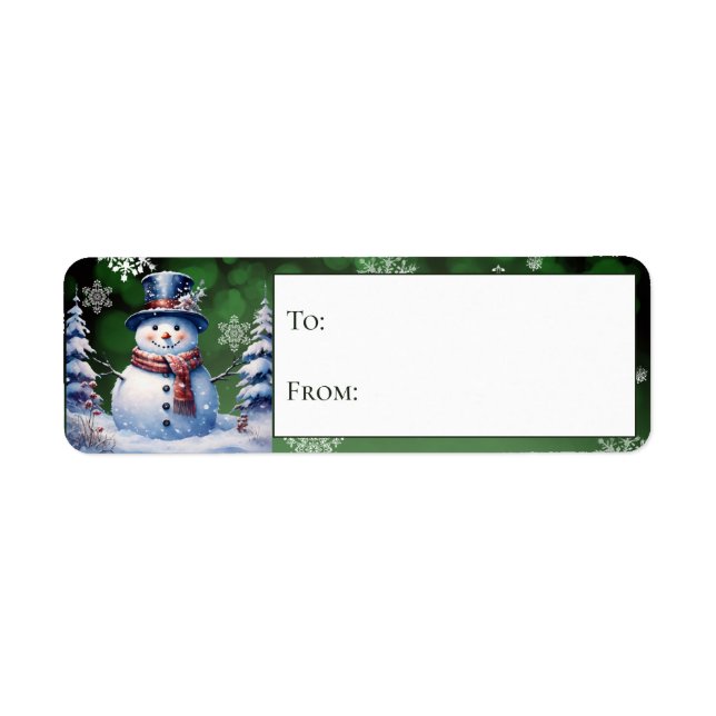 Winter Forest Snowman Christmas Green Gift (Front)