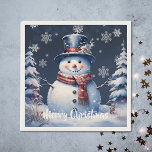 Winter Forest Snowman Christmas Napkin<br><div class="desc">Add a festive touch to your holiday spread with a set of Winter Forest Snowman Christmas Holiday Paper Napkins. Napkin design features a cute snowman in a charming top hat and scarf standing in a winter forest scene with falling snow. Additional gift and holiday items available with this design as...</div>