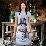 Winter Forest Snowman Christmas | Pink Apron<br><div class="desc">Stay festive in the kitchen this holiday season with a Pink Winter Forest Snowman Christmas Holiday All-Over Print Apron. Apron design features a cute snowman in a charming top hat and scarf standing in a winter forest scene with falling snow. Additional gift and holiday items available with this design as...</div>