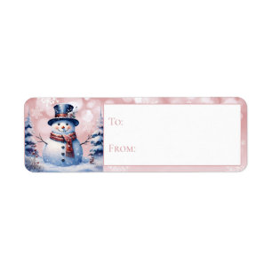 Winter Forest Snowman Christmas Pink Gift