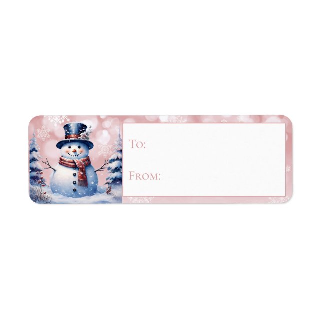 Winter Forest Snowman Christmas Pink Gift (Front)