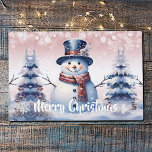 Winter Forest Snowman Christmas | Pink Laminated Place Mat<br><div class="desc">Add a charming and whimsical touch to your dining area this holiday season with a Pink Winter Forest Snowman Christmas Holiday Laminated Placemat. Placemat design features a cute snowman in a charming top hat and scarf standing in a winter forest scene with falling snow. Additional gift and holiday items available...</div>