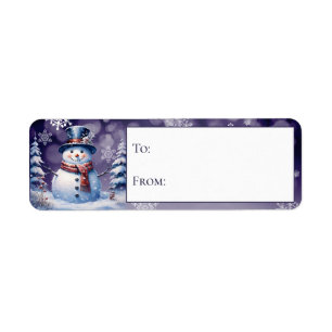 Winter Forest Snowman Christmas Purple Gift