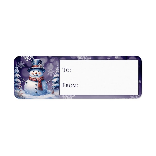 Winter Forest Snowman Christmas Purple Gift (Front)