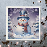 Winter Forest Snowman Christmas | Purple Napkin<br><div class="desc">Add a festive touch to your holiday spread with a set of Purple Winter Forest Snowman Christmas Holiday Paper Napkins. Napkin design features a cute snowman in a charming top hat and scarf standing in a winter forest scene with falling snow. Additional gift and holiday items available with this design...</div>