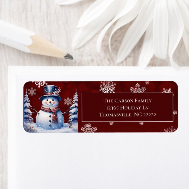Winter Forest Snowman Christmas | Red Address (Insitu)