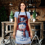 Winter Forest Snowman Christmas | Red Apron<br><div class="desc">Stay festive in the kitchen this holiday season with a Red Winter Forest Snowman Christmas Holiday All-Over Print Apron. Apron design features a cute snowman in a charming top hat and scarf standing in a winter forest scene with falling snow. Additional gift and holiday items available with this design as...</div>