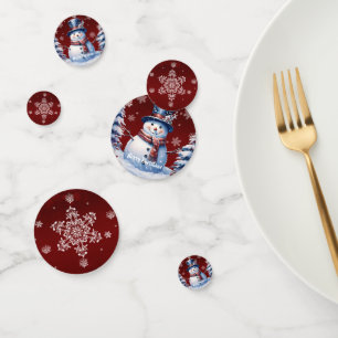 Winter Forest Snowman Christmas   Red Confetti